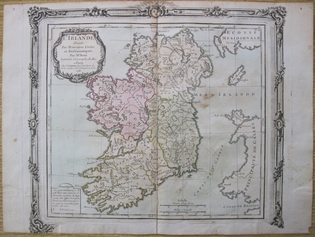 Mapa de Irlanda, 1766. Brion / Desnos